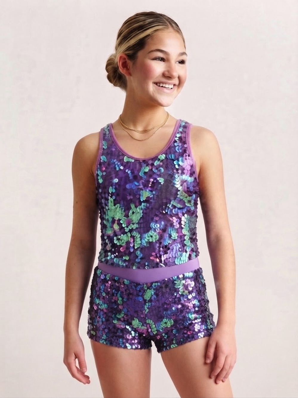 Balera Purple Sequin Tank Top Dance Costume IC
